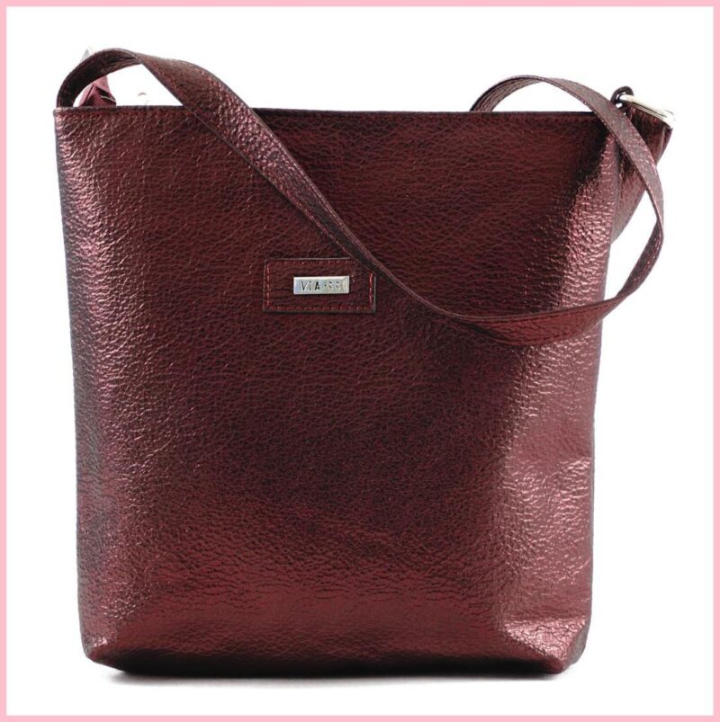 VIA55 női egyszerű női keresztpántos táska, rostbőr, vörös noihatizsak.hu a