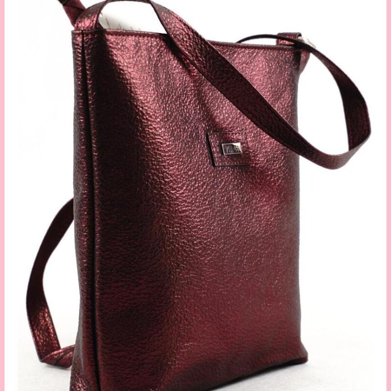 VIA55 női egyszerű női keresztpántos táska, rostbőr, vörös noihatizsak-hu b