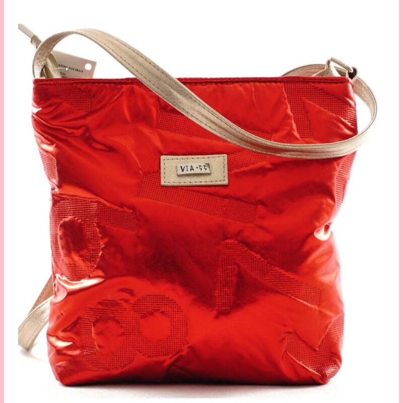 VIA55 női keresztpántos táska vízhatlan anyagból, piros noihatizsak.hu a