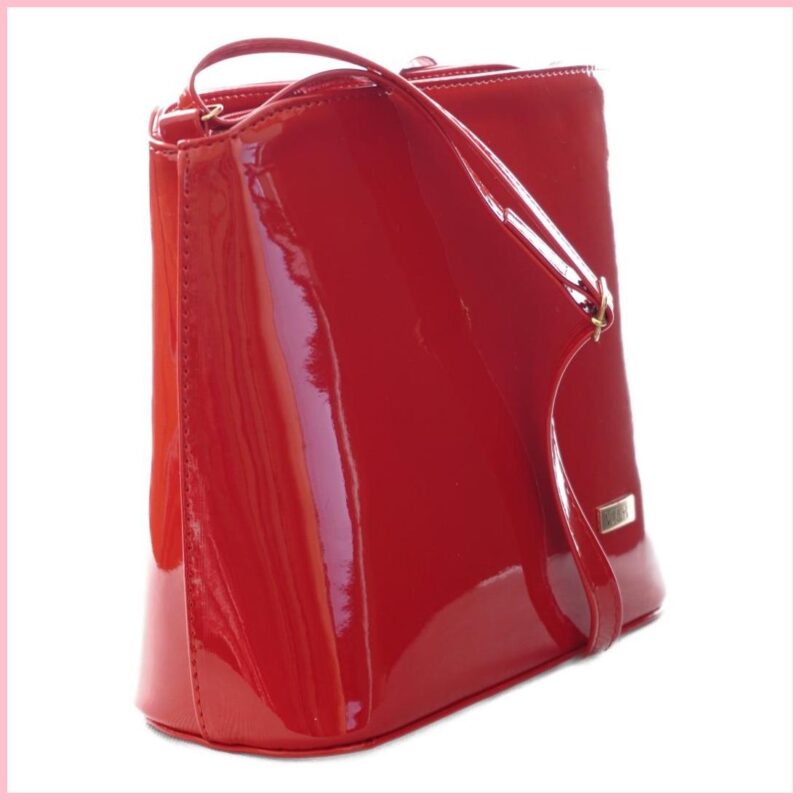 VIA55 elegáns női kis keresztpántos táska merev fazonban, rostbőr, piros noihatizsak-hu b