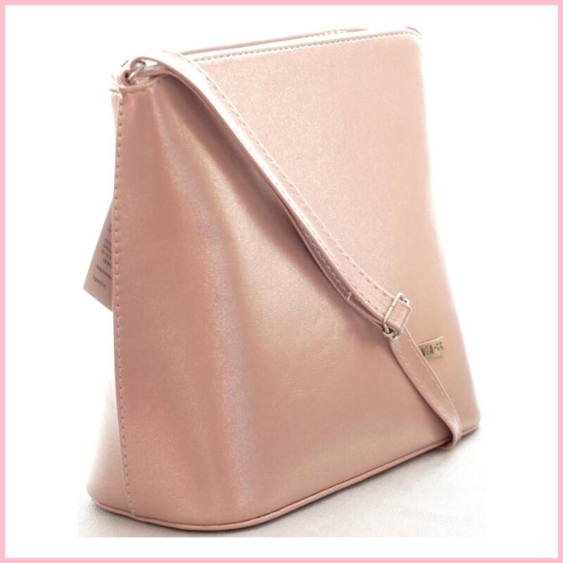 VIA55 elegáns női kis keresztpántos táska merev fazonban, rostbőr, rózsaszín noihatizsak-hu b