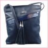 VIA55 női keresztpántos táska ferde zsebbel, rostbőr, kék noihatizsak.hu a