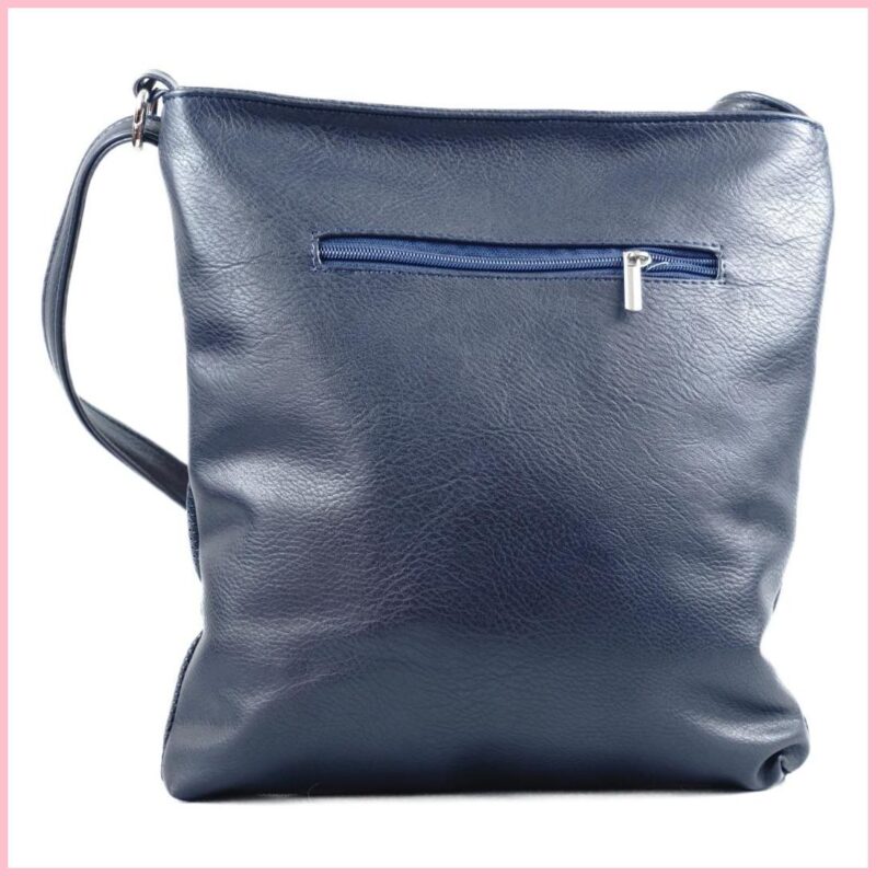 VIA55 női keresztpántos táska ferde zsebbel, rostbőr, kék noihatizsak-hu c
