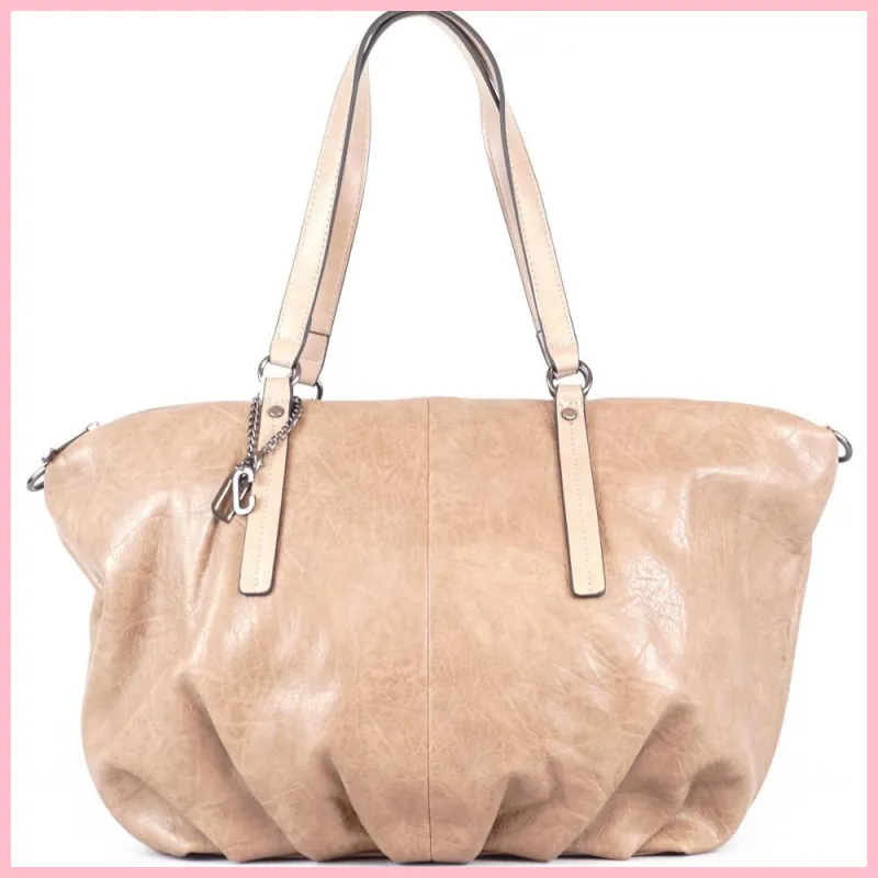 Női egyszerű shopper válltáska, műbőr, barna noihatizsak.hu 1